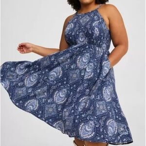 Torrid Blue Paisley Dress Sz 0